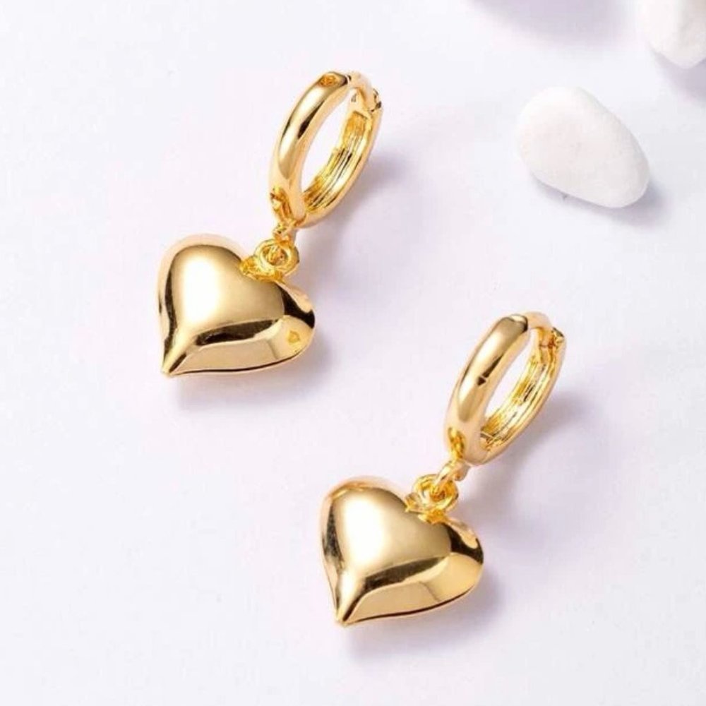 18K Gold Plated Heart Drop Earrings